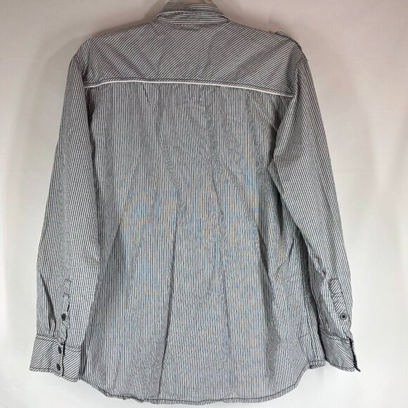 BKE Gray And White Striped Button Up Shirt Size 2XL - Picture 2 of 5